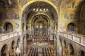 Golden wall mosaic inside St Mark`s Basilica or San Marco in Venice. It is top landmark of Venice Royalty Free Stock Photo