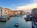 A view of the Grand Canal from the Rialto Bridge in Venice, Italy. Royalty Free Stock Photo