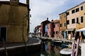 VENICE, ITALY - Jun 03, 2017: A wide shot of a canal in Borano, Venice