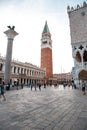 Venice, Italy - June 10, 2017: Breathtaking view of the Piazza San Marco square with campanile of Saint Mark in Venice, Italy Royalty Free Stock Photo