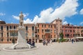 VENICE, ITALY - JUNE 15, 2016: View of statue of Nicolo Tommaseo on St. Stephen`s square campo Santo Stefano Royalty Free Stock Photo