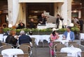 Venice, Italy - June 07, 2017: People in cafe on San Marco square in Venice. Royalty Free Stock Photo