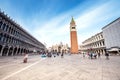 Venice, Italy - June 10, 2017: Piazza San Marco with Campanile, Basilika San Marco and Doge Palace in Venezia on August 10, 2017 Royalty Free Stock Photo