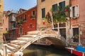 VENICE, ITALY - JUNE 15, 2017: Ponte de Chiodo. The only one bridge in Venice with no parapet. Royalty Free Stock Photo