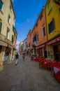 VENICE, ITALY - JUNE 18, 2015: Restaurants in Venecia, pizzeria very popular in Italy.