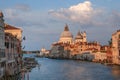 Venice, Italy - June 22, 2023: Stunning view of the Venice Grand Canal and Basilica Santa Maria Della Salute at sunset