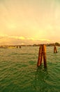 Venice Italy lagune view with bricole
