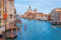 Venice Italy landscape. Beautiful view on Grand Canal with Basilica di Santa Maria della Salute Royalty Free Stock Photo