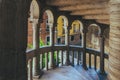 Venice, Italy. - March 28, 2019: Ancient venitian spiral staircase  and view from the palace of Contarini del Bovolo Royalty Free Stock Photo