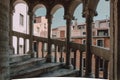 Venice, Italy. - March 28, 2019: Ancient venitian spiral staircase  and view from the palace of Contarini del Bovolo Royalty Free Stock Photo