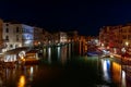 Venice, Italy - March 27, 2019: Beautiful night view of the Grand Canal from Rialto Bridge in Venice with the night stars Royalty Free Stock Photo