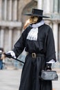 Venice, Italy - March 1, 2019: Person dressed as a carnival of Doctor de la Plague