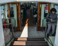 Passengers inside an ACTV water bus in Venice