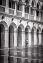 Doge`s Palace or Palazzo Ducale in black and white. It is famous tourist attraction of Venice. Old facade of the Doge`s house Royalty Free Stock Photo