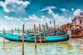 VENICE, ITALY - MAY 12, 2017 : Embankment of the Grand Canal with Gondolas. Italy Royalty Free Stock Photo