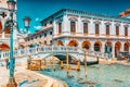 VENICE, ITALY - MAY 12, 2017 : Embankment of the Grand Canal with tourist near  Doge`s Palace and S.Marco square , Italy Royalty Free Stock Photo