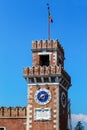 Fragment of the clock tower at the sea gates of the Arsenal, Venice