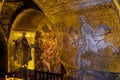 Golden wall mosaic inside San Marco or St Mark`s Basilica, it is great old landmark of Venice Royalty Free Stock Photo