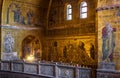 Golden wall mosaic inside St Mark`s Basilica or San Marco, it is top landmark of Venice, Italy Royalty Free Stock Photo