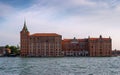 Venice, Italy - 08 May 2018: Hotel Hilton Molino Stucky Venice, on the island of Giudecca