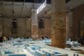 Installation during the Venice Architecture Biennale, with a modern model city in an ancient building