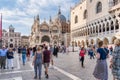 Many tourists visiting Piazzetta San Marco and Colonna di San Marco in Venice