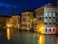 Venice, Italy - 20 May 2105: Night view of the Grand Canal Royalty Free Stock Photo