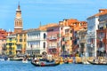 Panorama of Grand Canal in sunny Venice