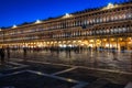 Panorama of St Mark`s Square or Piazza San Marco at night. It is top tourist attraction of Venice Royalty Free Stock Photo