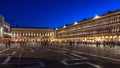 Panorama of St Mark`s Square or Piazza San Marco at night. It is top tourist attraction of Venice Royalty Free Stock Photo