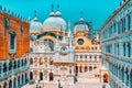 VENICE, ITALY - MAY 12, 2017 :Patio of St. Mark`s Cathedral Basilica di San Marcosand the Doge`s Palace Palazzo Ducale , Ita Royalty Free Stock Photo