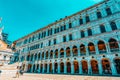 VENICE, ITALY - MAY 12, 2017 :Patio of St. Mark`s Cathedral Basilica di San Marcosand the Doge`s Palace Palazzo Ducale , Ita Royalty Free Stock Photo