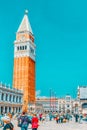 VENICE, ITALY - MAY 12, 2017 : Piazza San Marco, Campanile of St. Mark`s CathedralCampanile di San Marco and Doge`s Palace Royalty Free Stock Photo