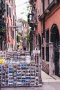 VENICE,ITALY- MAY 11 2018:A shop full of postcards in a small street in Venice