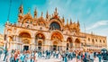 VENICE, ITALY - MAY 12, 2017 : Square of the Holy Mark Piazza San Marco and St. Mark`s Cathedral Basilica di San Marco with Royalty Free Stock Photo