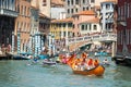 Venice, Italy - May 20th 2018: Vogalonga boat competition in the city centre.