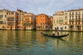 Venice, Italy: Tourists on gondola on Grand canal