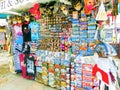 Venice, Italy - May 04, 2017: Vendors stands - profitable and popular form of sales traditional souvenirs and gifts like