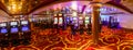 Venice, Italy - 14.10.2018: Modern empty casino hall with game machines in cruise ship Norwegian Star