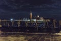 Venice in Italy at night , Gondolas and Lido Island Royalty Free Stock Photo