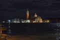 Venice in Italy at night and Lido Island Royalty Free Stock Photo