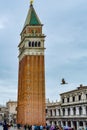 Saint Marks Campanile, the bell tower of St Marks Basilica Church in San Marco Square, Venice, Italy Royalty Free Stock Photo