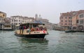 Venice, Italy - October 13, 2017: The Canale Grande in the district of the railway station. Pleasure boats, river trams