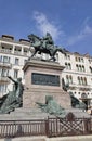 Venice, Italy - October 5, 2023: Equestrian monument to Victor Emmanuel II on the Riva Degli Schiavoni in Venice, Italy.