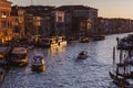 VENICE, ITALY - OCTOBER 27, 2016: Famous grand canal from Rialto Bridge on sunset in Venice, Italy