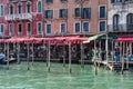 Gondola station on the Grand Canal Venice on October 12, 2014. Unidentified people