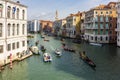 Venice, Italy - October 2022: Heavy traffic on Grand canal Royalty Free Stock Photo