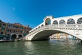 VENICE, ITALY -  October 02, 2017: Tourists enjoy grand canal view from Rialto bridge, one of the most famous bridge in Venice, Royalty Free Stock Photo