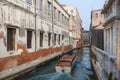 VENICE, ITALY - OCTOBER 06, 2017: Venetian taxi on water channel