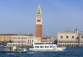 Venice, Italy - October 2022: Venice cityscape with St. Mark\'s campanile and Doges palace Royalty Free Stock Photo